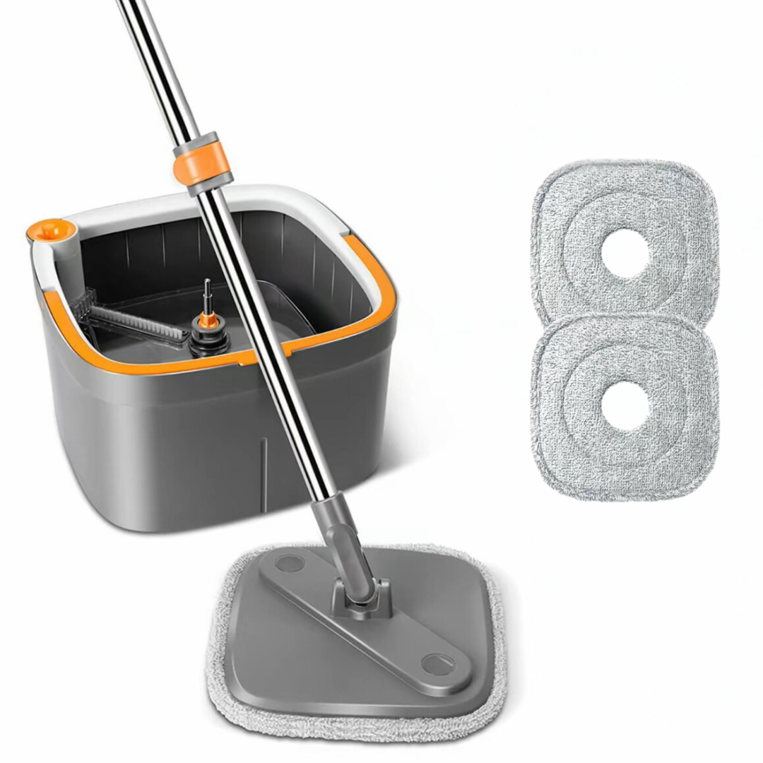 Square Mop & Bucket Set with 2 Replacement Pads